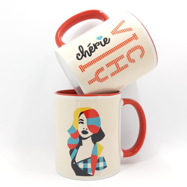 Mug Bicolore Vichy Chérie